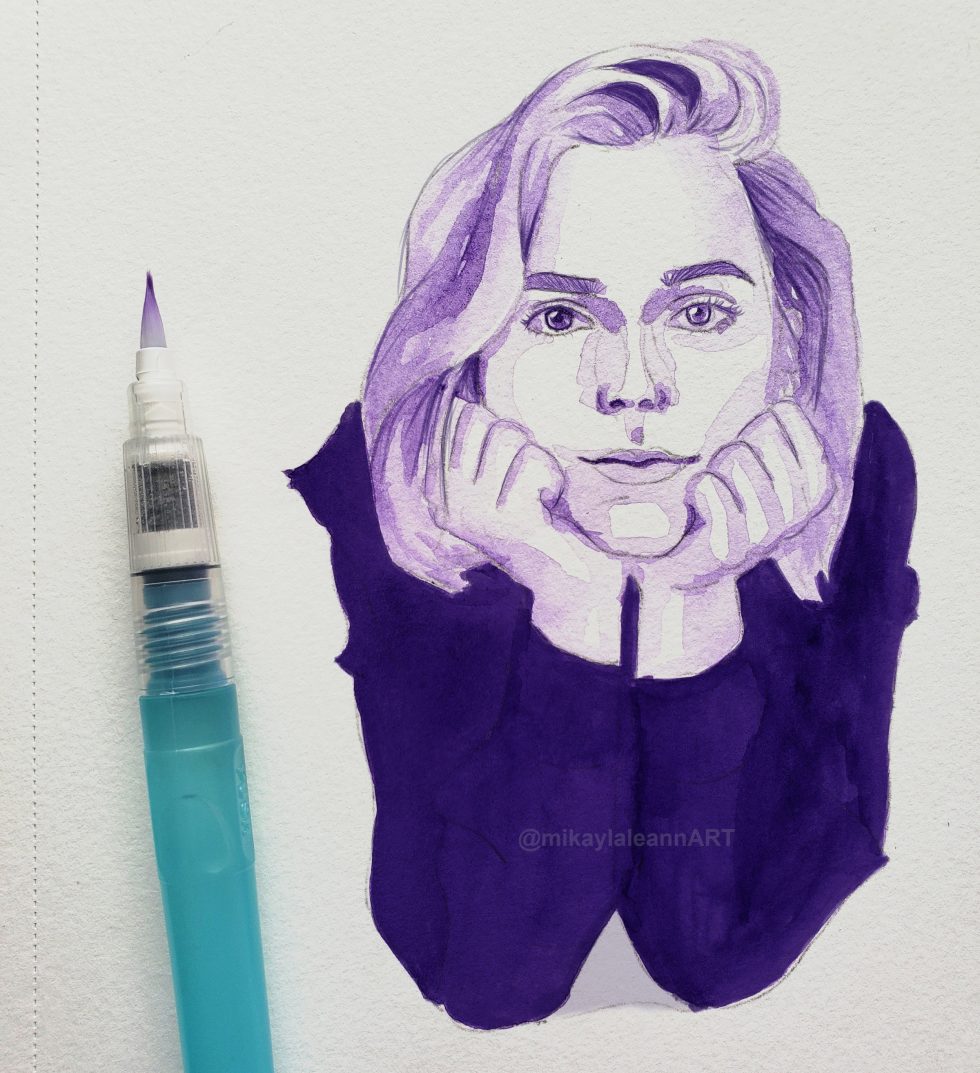 Watercolor portrait of Kiernan Shipka